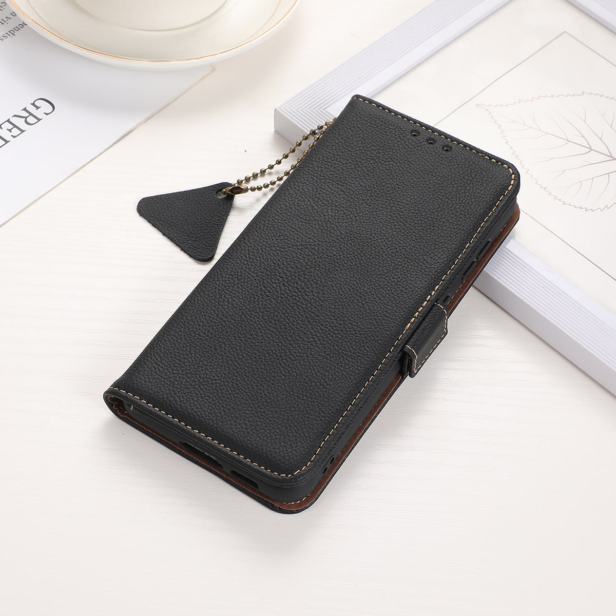 TJ For Xiaomi Redmi A3 / Poco C61 4G Case RFID Blocking Genuine Cow Leather Phone Stand Cover TJ For Xiaomi Redmi A3 / Poco C61 4G Case RFID Blocking Genuine Cow Leather Phone Stand Cover